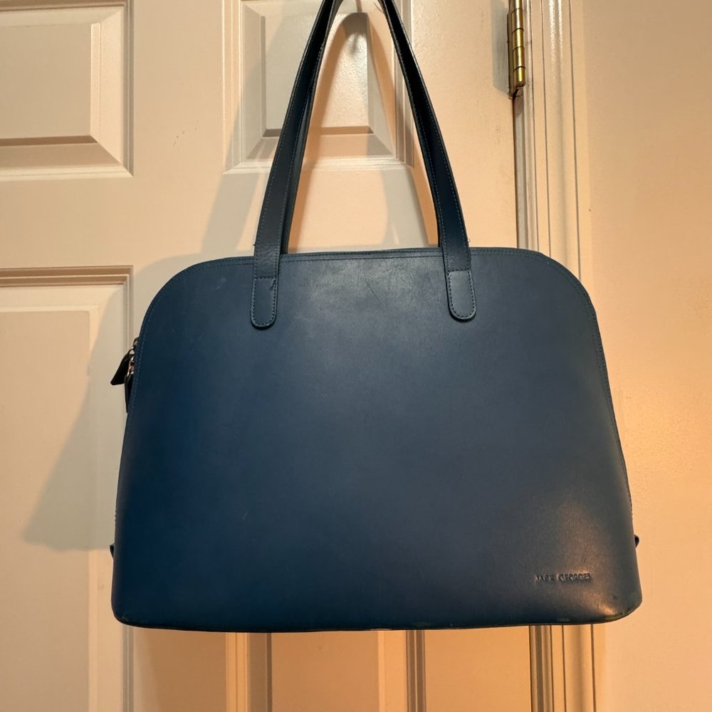 Jack Georges blue leather tote bag